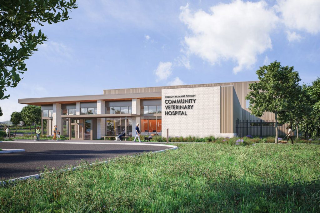 Rendering of the exterior of the Community Veterinary Hospital