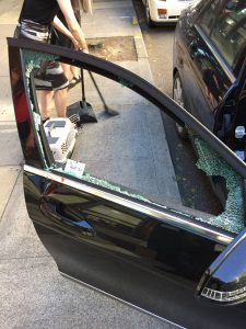 Broken window in auto.