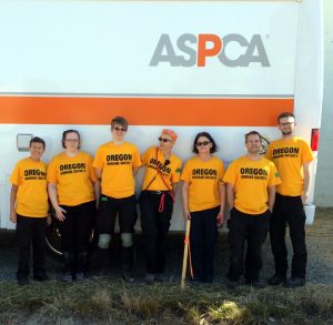 One of the volunteer teams from OHS at the ASPCA emergency shelter in North Carolina.