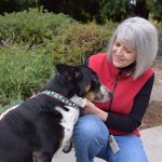 abner the dog with foster Lynn